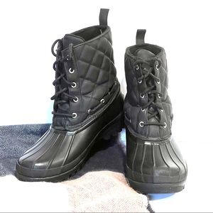 Sperry Quilted Gosling Closed Toe Mid-Calf Waterproof Black Duck Boots - Size 9